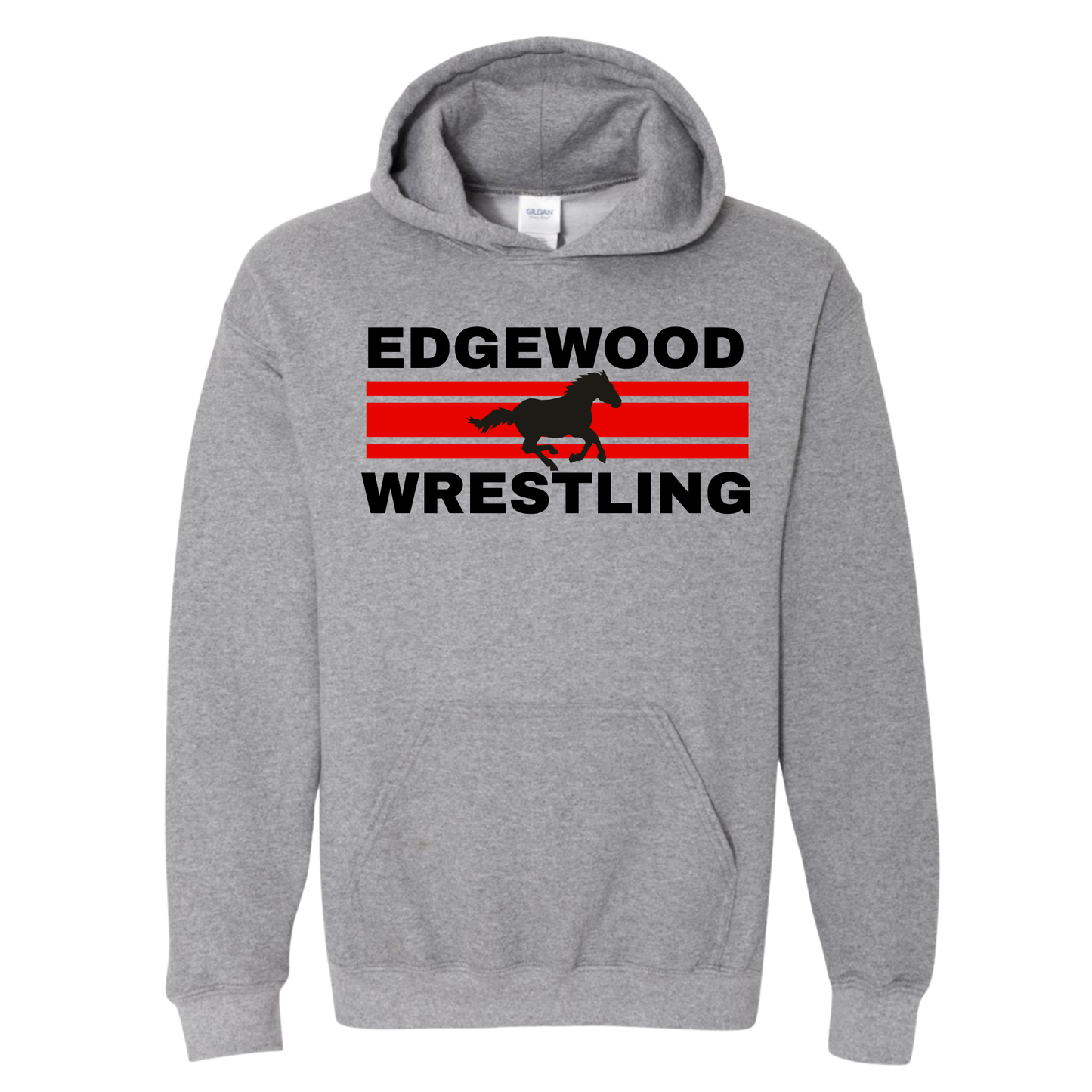 Edgewood Wrestling Black Mustang Hoodie
