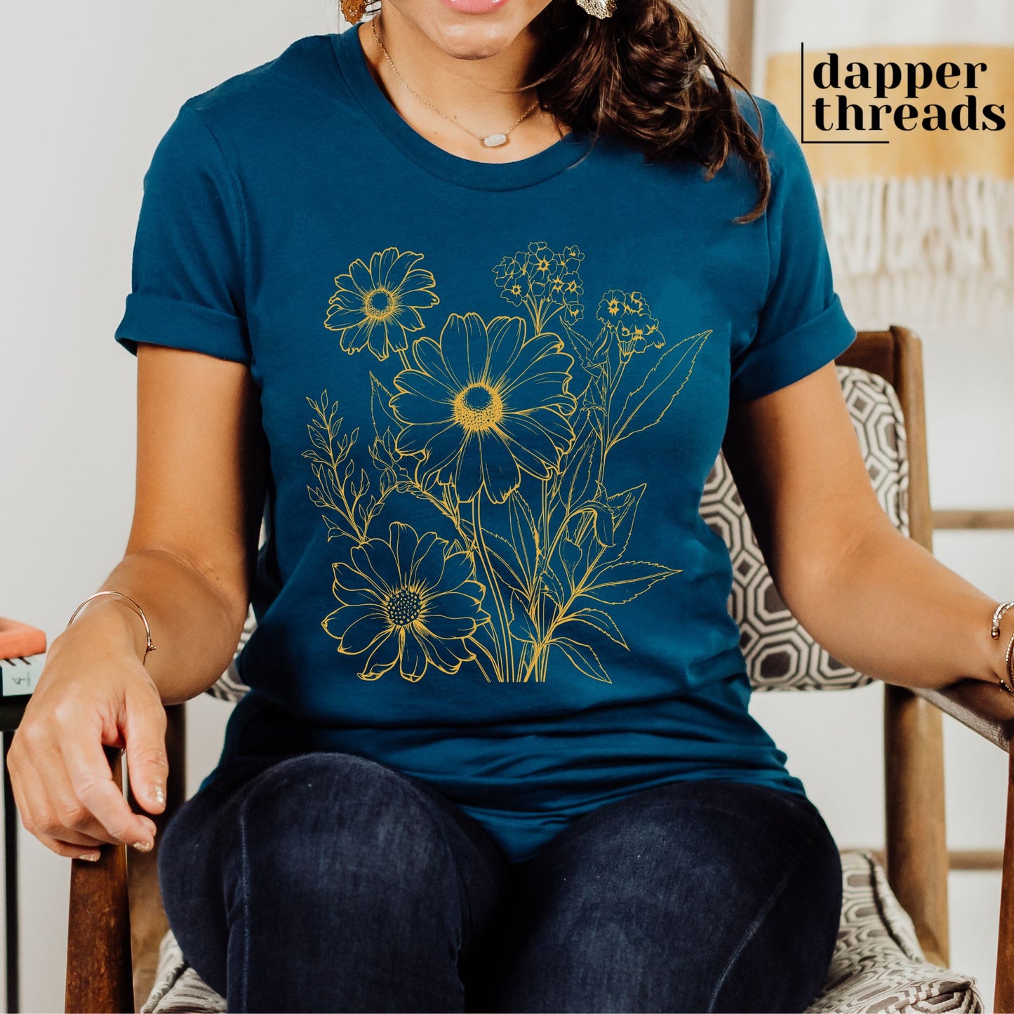 Boho Wildflower Outlines Tee