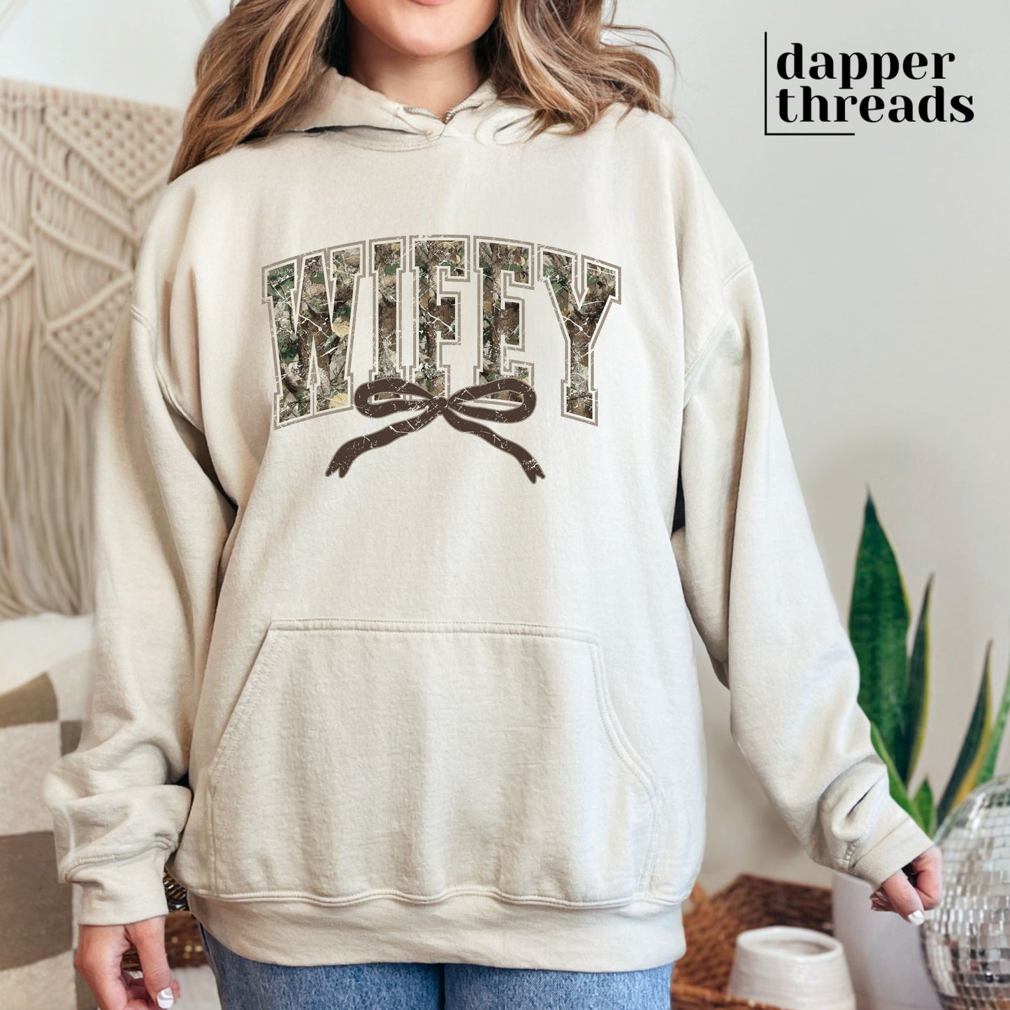 Camo Wifey Bow Hoodie