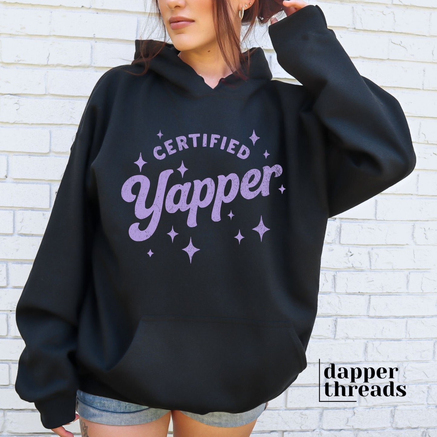 Certified Yapper Retro Sparkles Hoodie