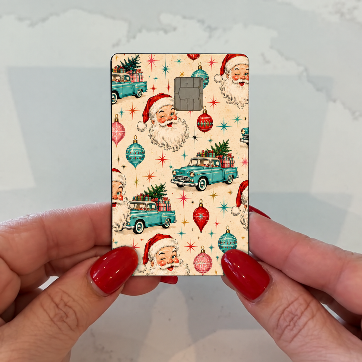 Vintage Christmas Truck Credit Card Skin