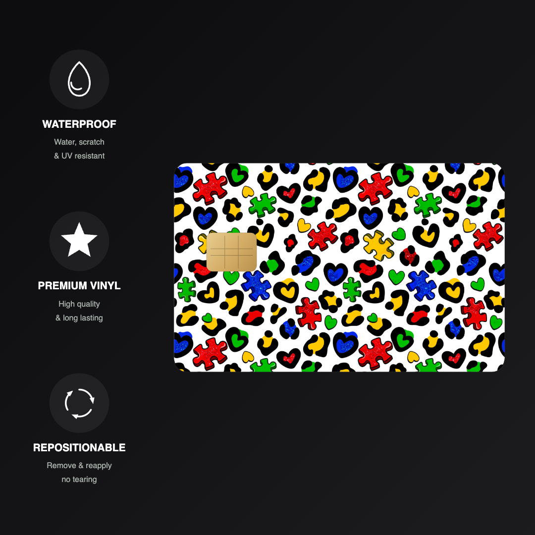 Leopard Autism Support Credit Card Skin - FREE SHIPPING