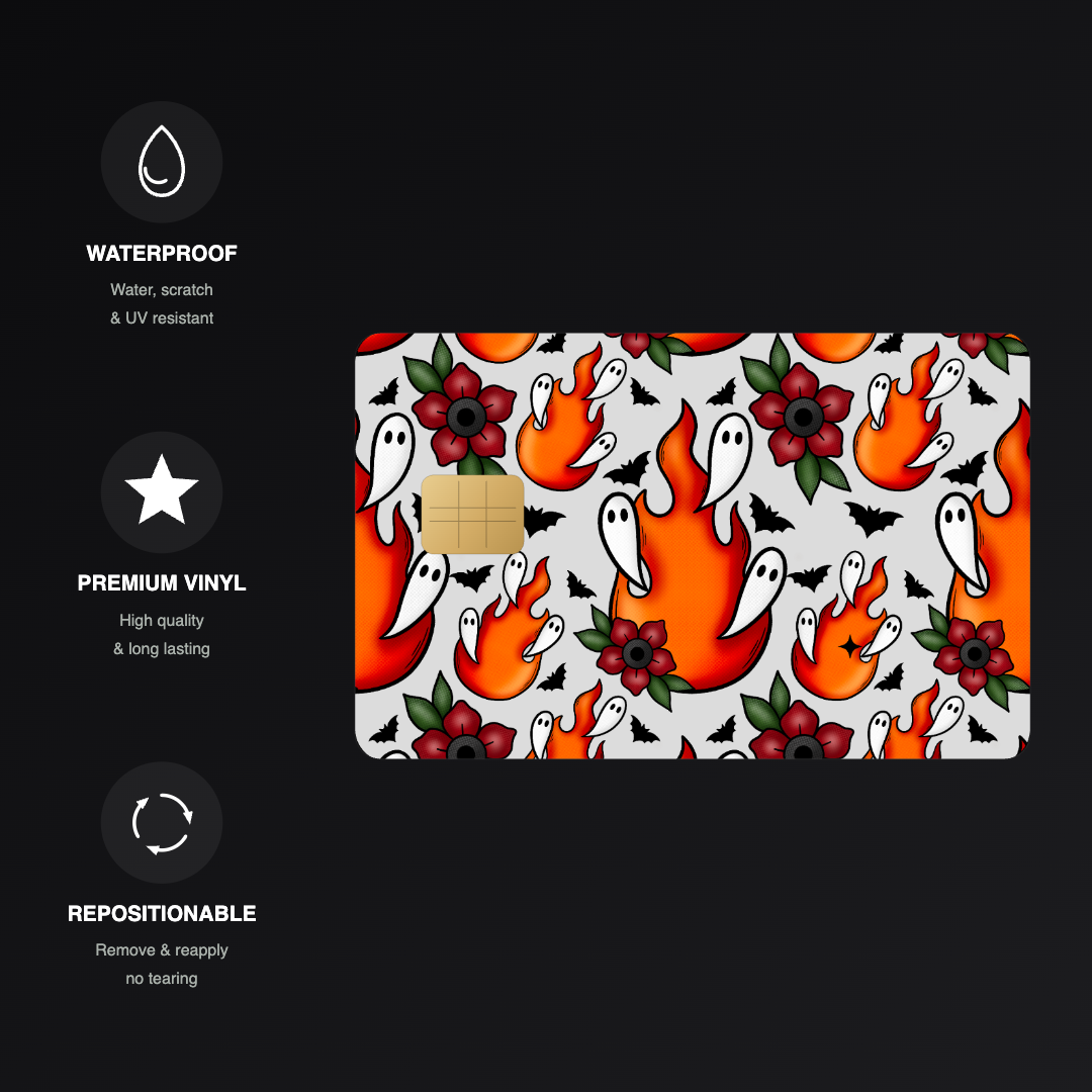 Vintage Ghosts Flowers Credit Card Skin - FREE SHIPPING