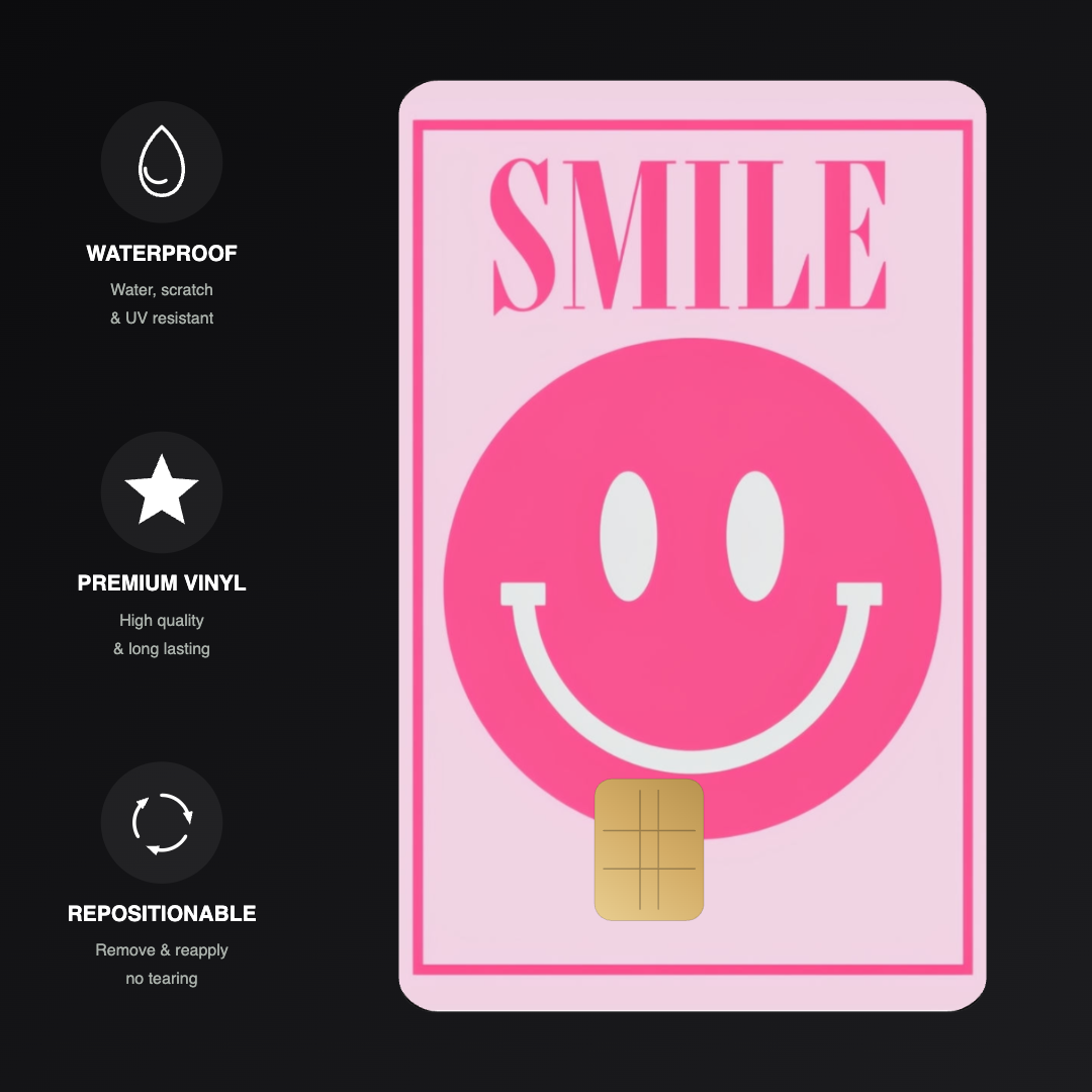 Pink Smiley Credit Card Skin - FREE SHIPPING