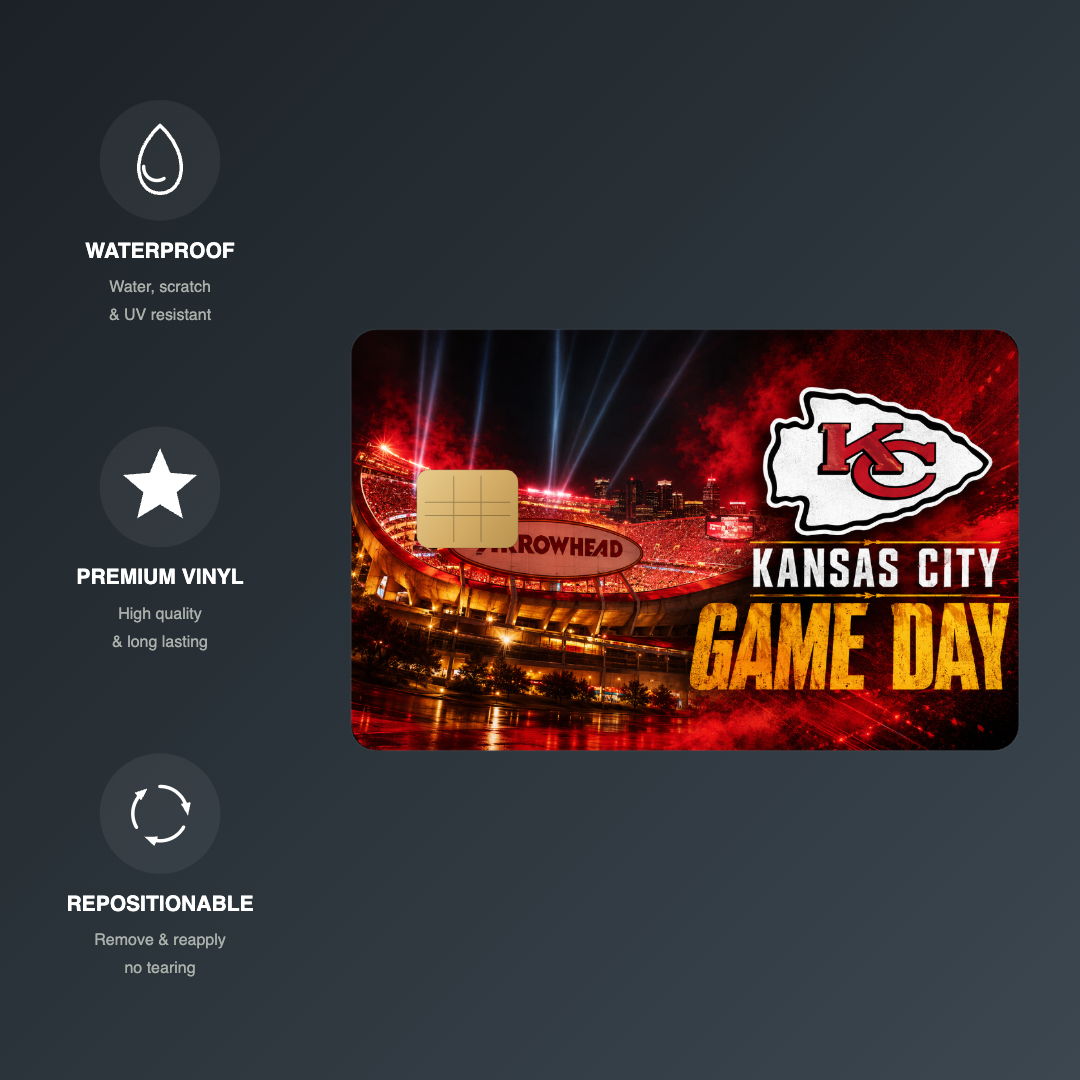 KC Gameday Credit Card Skin - FREE SHIPPING