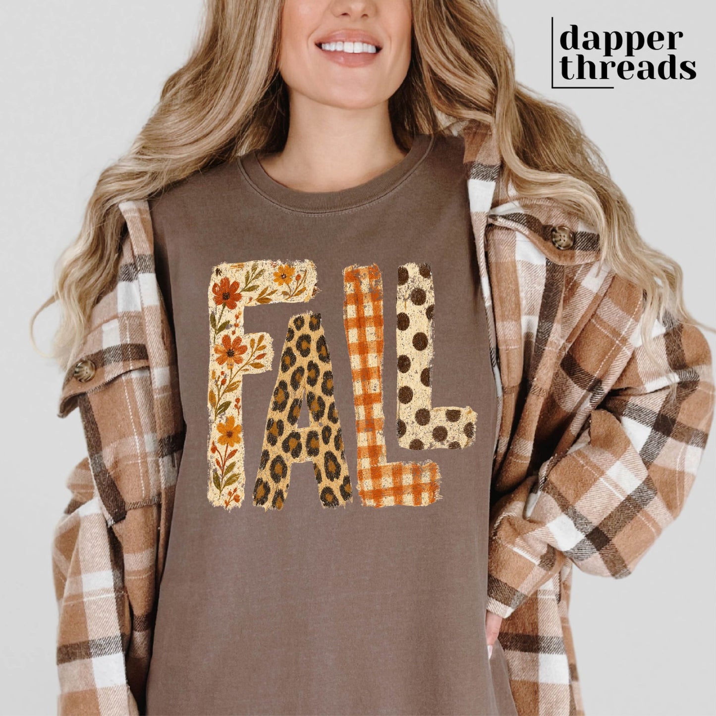 Fall Mixed Pattern Brushstrokes Tee