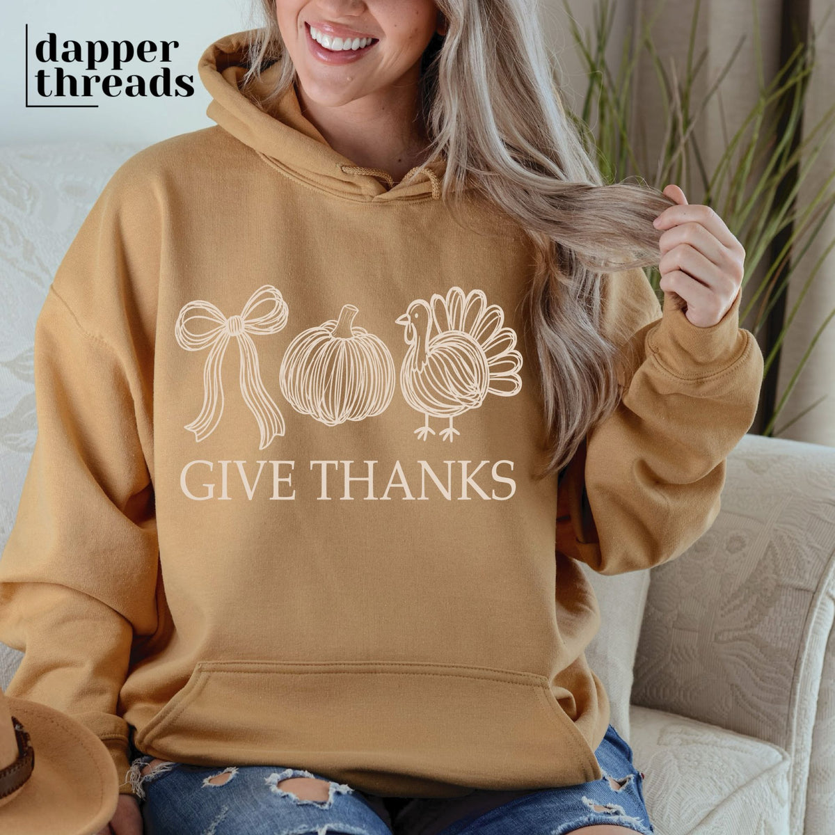 Give Thanks Doodle Sketch Hoodie