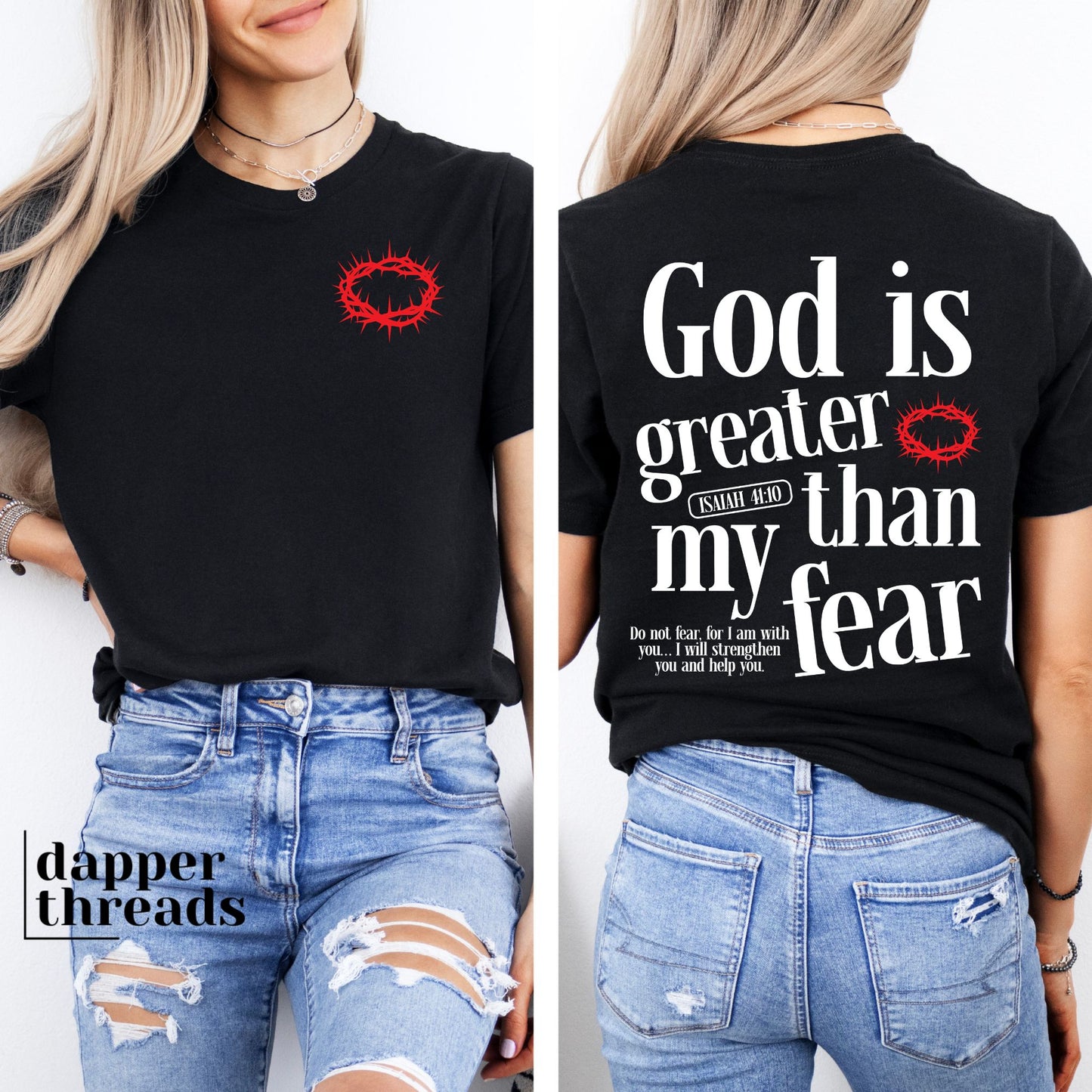God Is Greater Than My Fear With Pocket Accent Tee