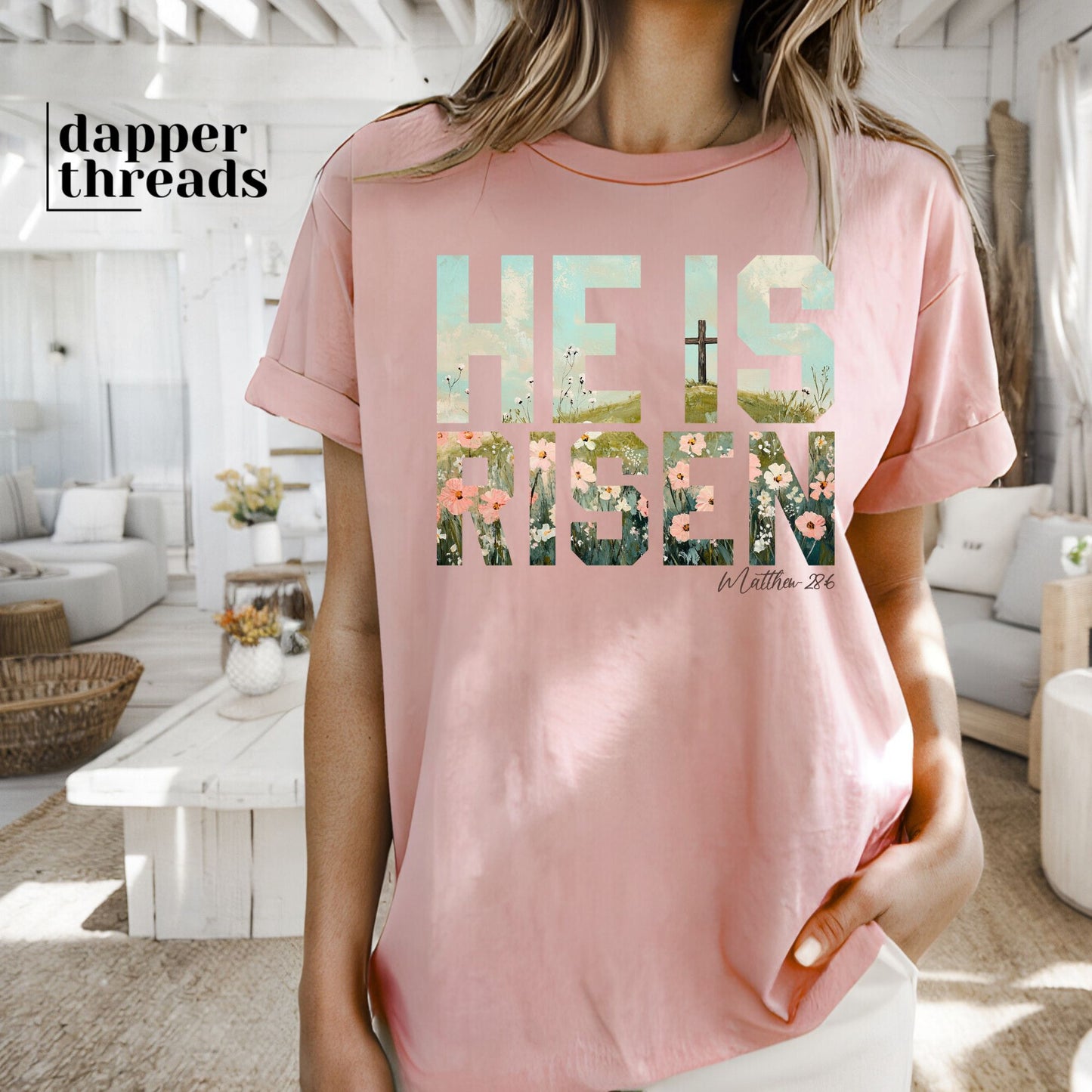 He Is Risen Floral Field Tee