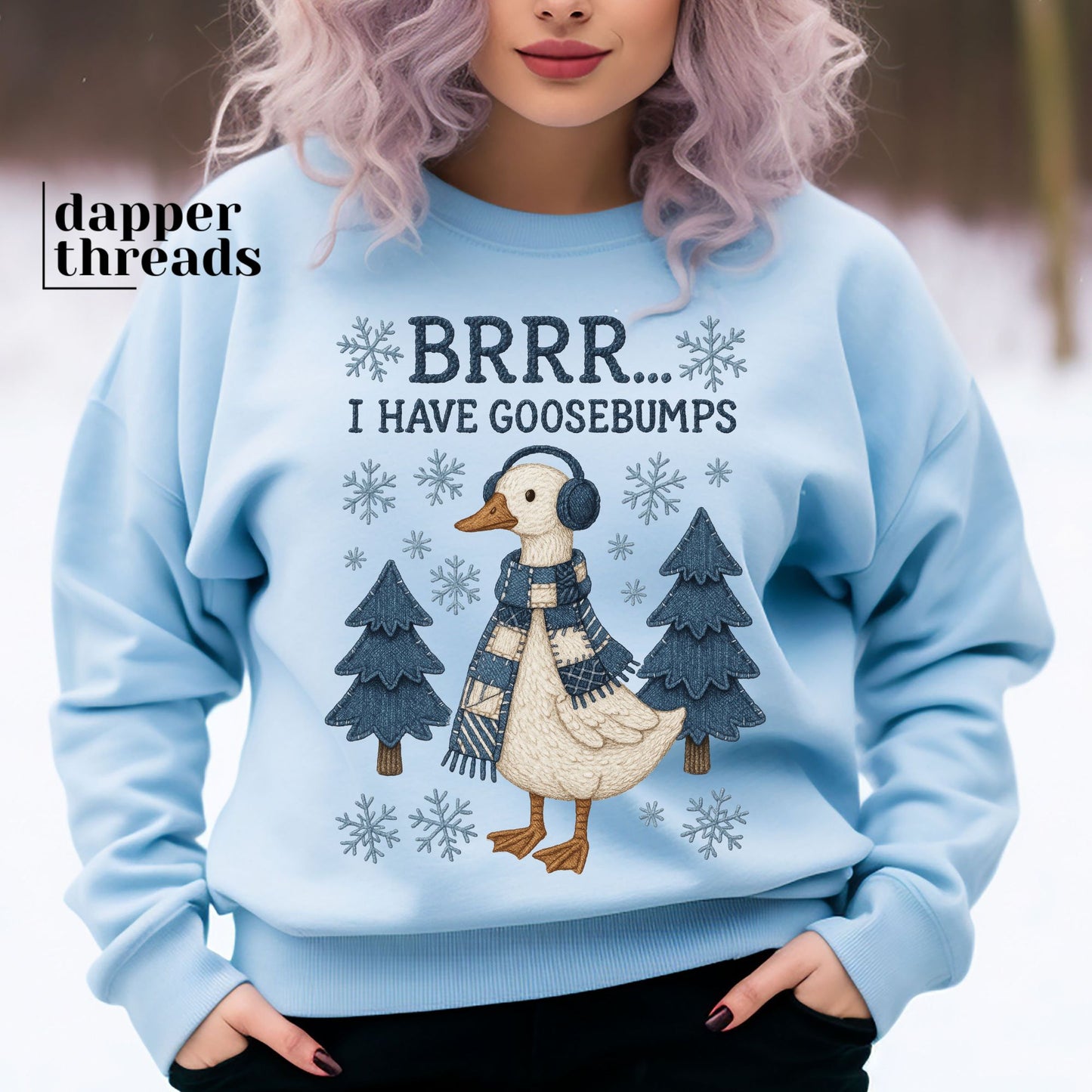 I Have Goose Bumps Faux Embroidery Sweatshirt