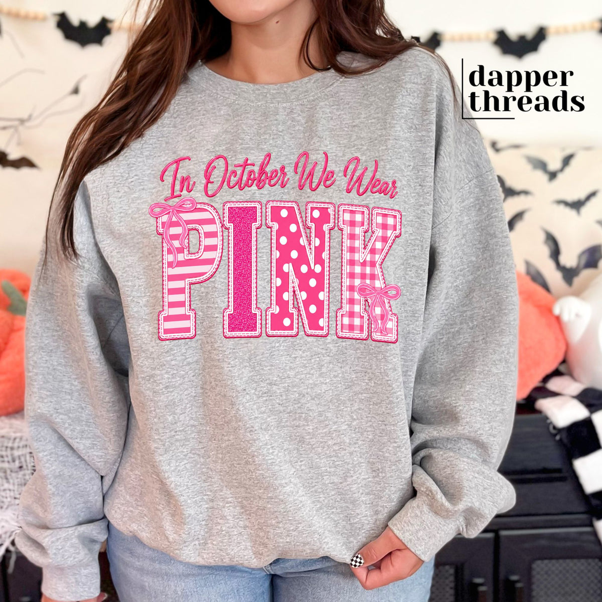 In October We Wear Pink Preppy Sweatshirt