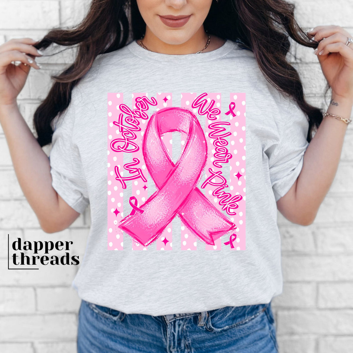 In October We Wear Pink Stripes Tee
