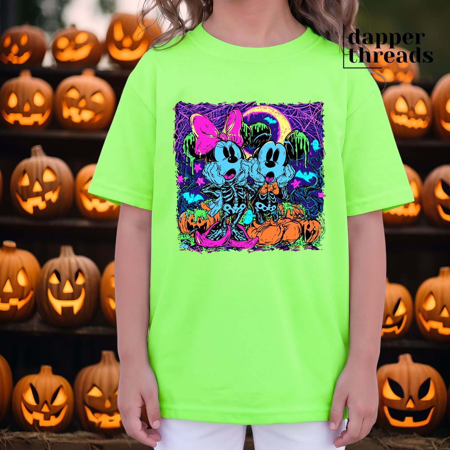 Neon Skeleton MickE MinnE Tee