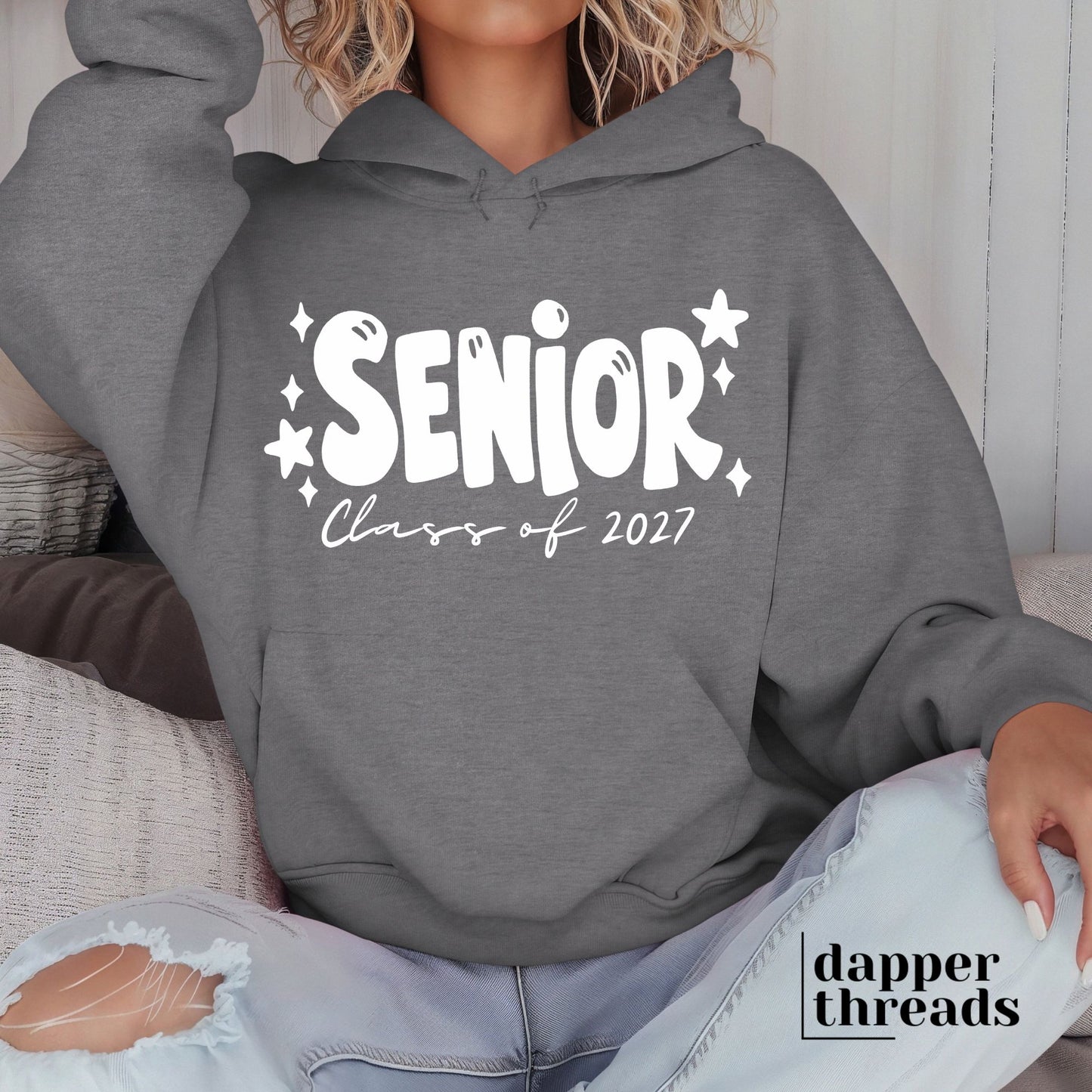 Senior 2027 Bubbles White Hoodie