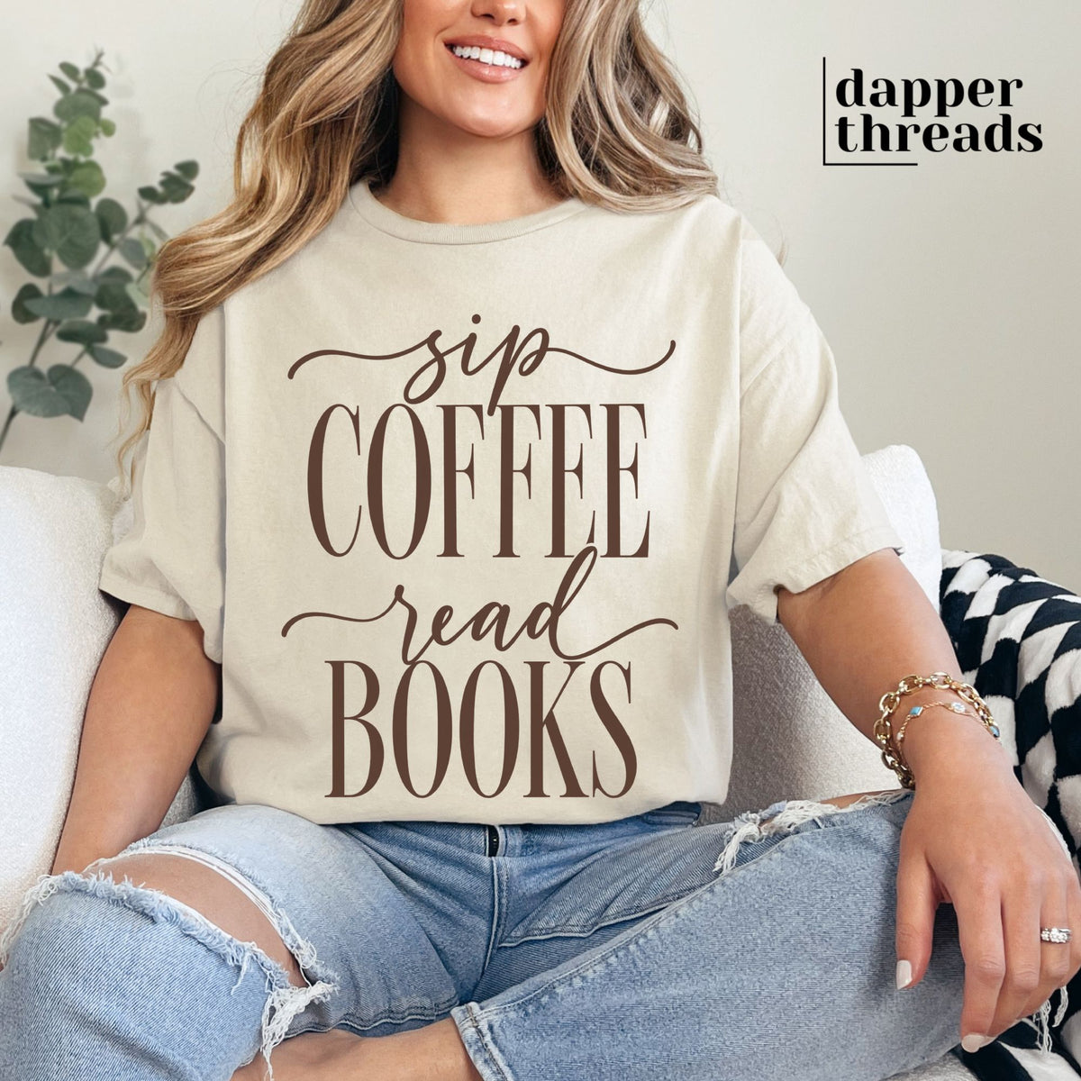 Sip Coffee Read Books Tee