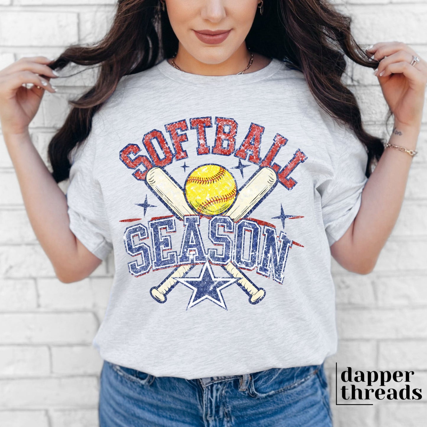 Softball Season Bats And Ball Vintage Tee