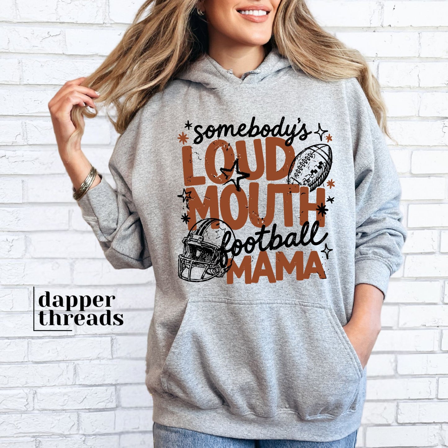 Somebody's Loud Mouth Football Mama Doodles Hoodie