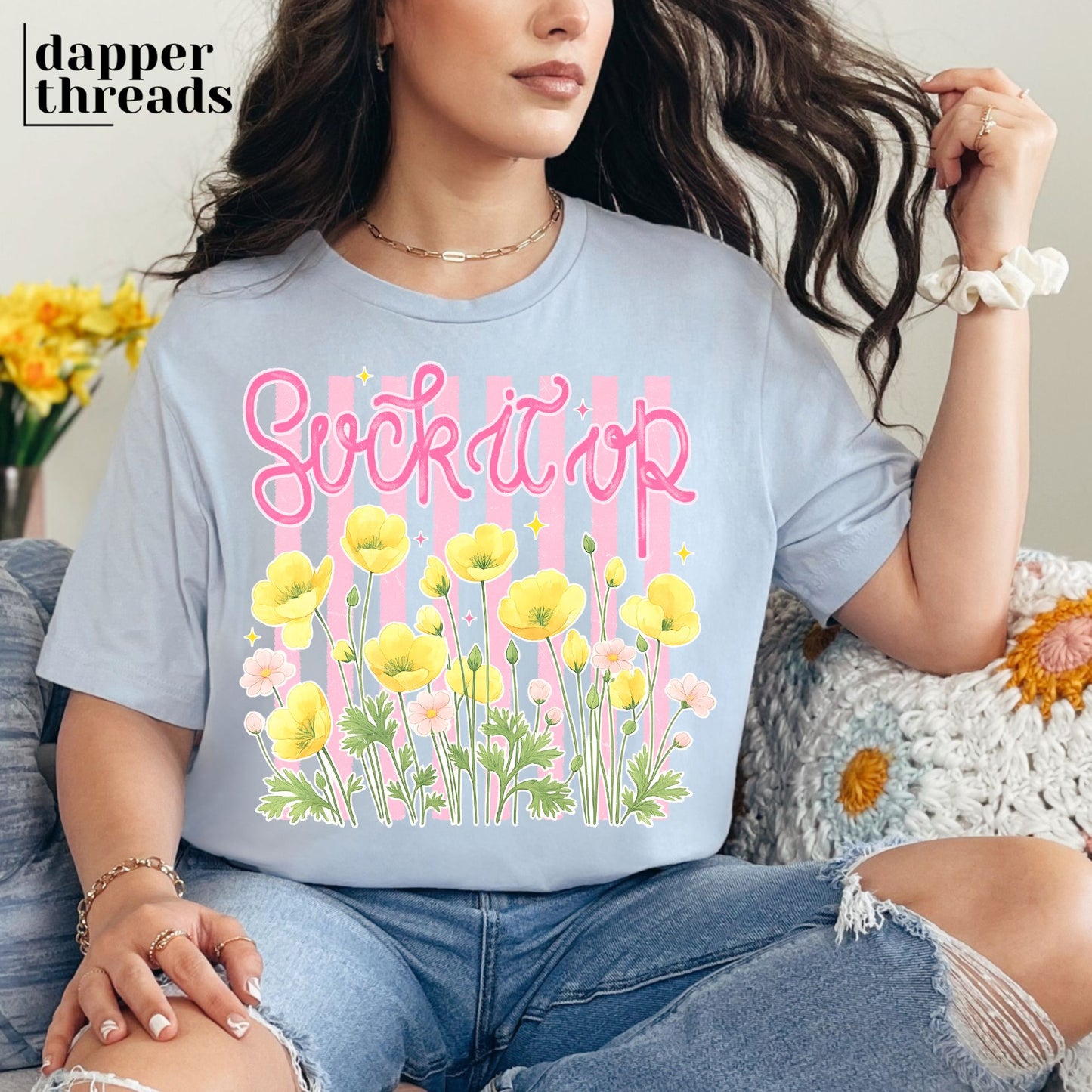 Suck It Up Buttercup Stripes Tee