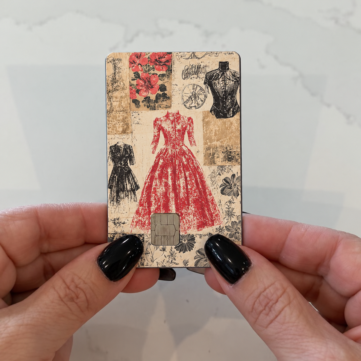 Red Dress Sketch Credit Card Skin