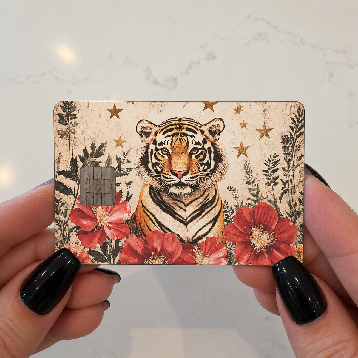 Red Flower Tiger Credit Card Skin