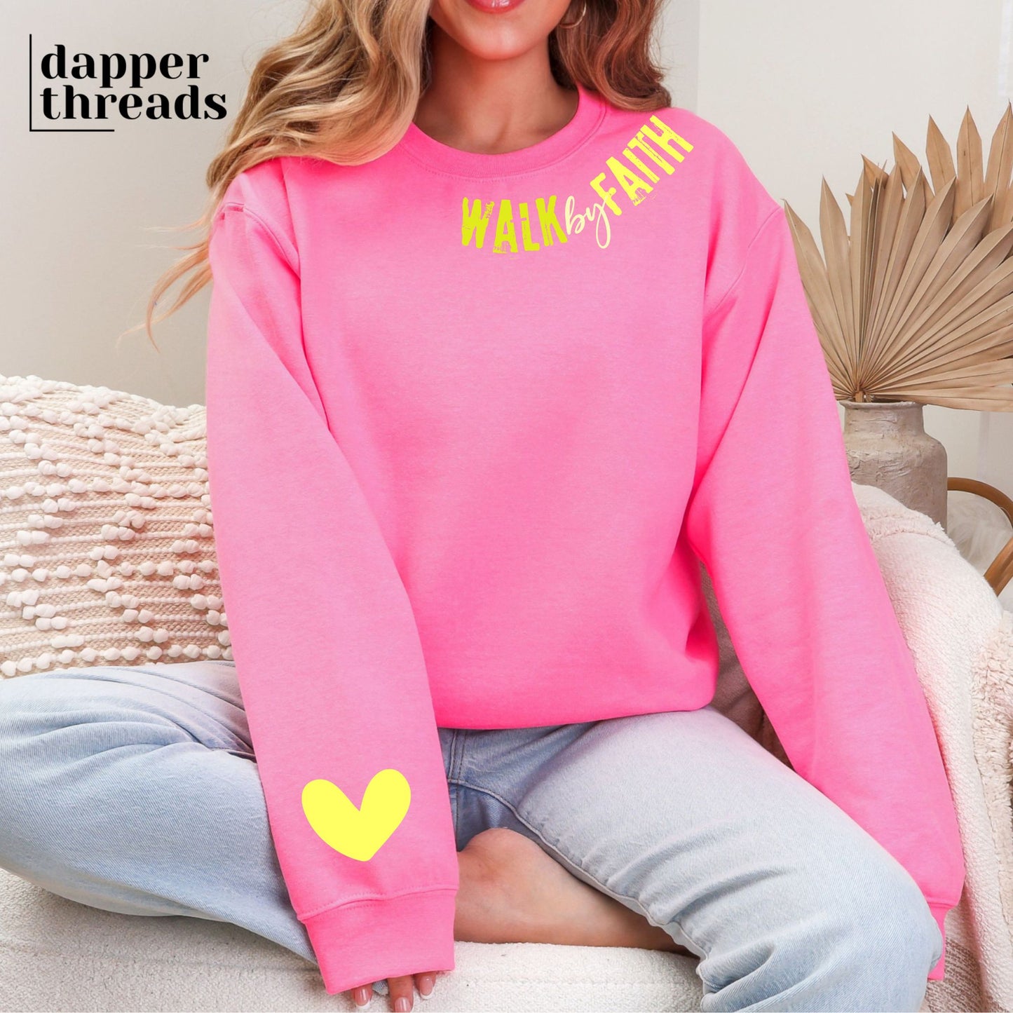 Walk By Faith Collar With Sleeve Accent Sweatshirt