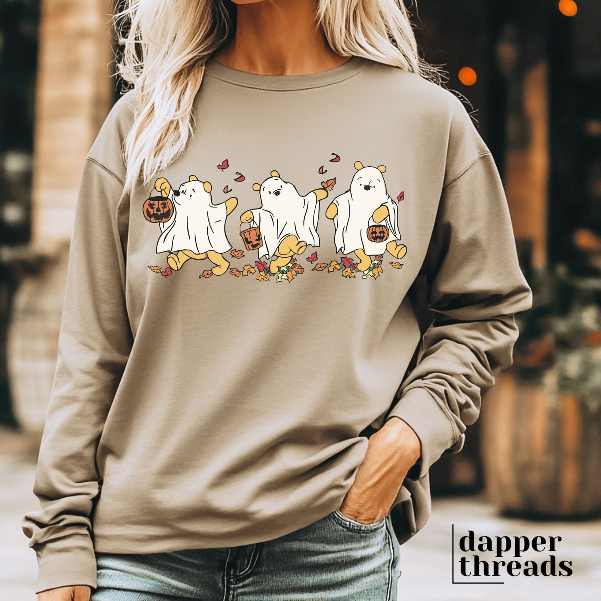 Winnie Halloween Ghost Costumer Long Sleeve Tee