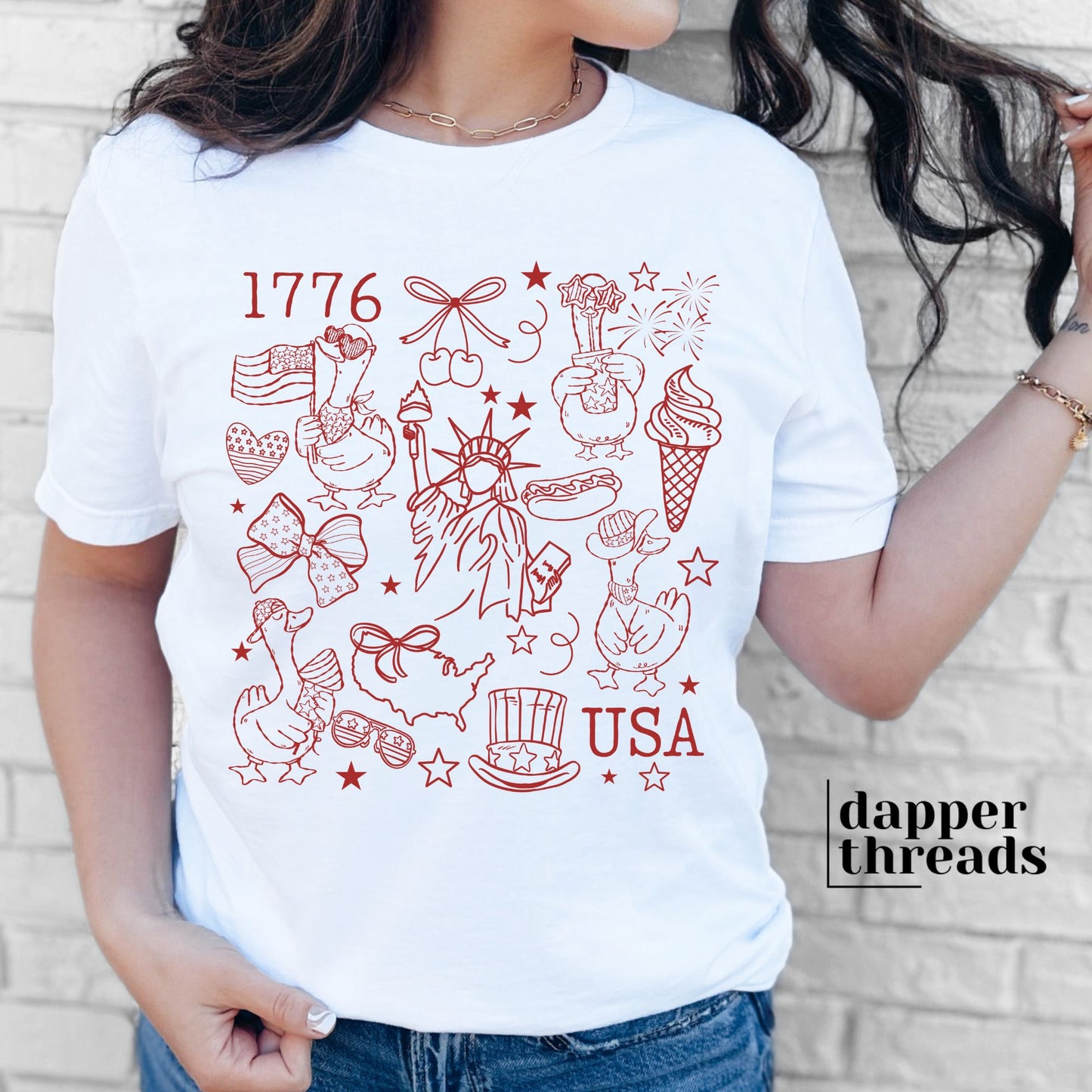 1776 Patriotic Goose Collage Tee