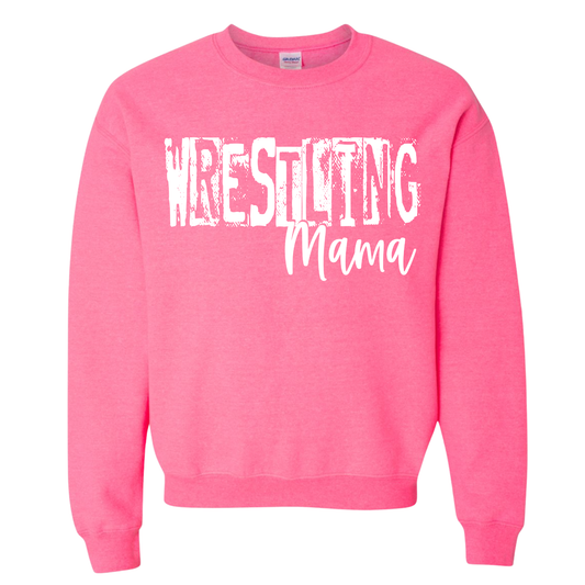 Distressed Wrestling Mama (White Ink) Sweatshirt