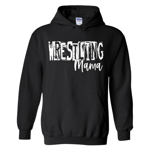 Distressed Wrestling Mama (White Ink) Hoodie
