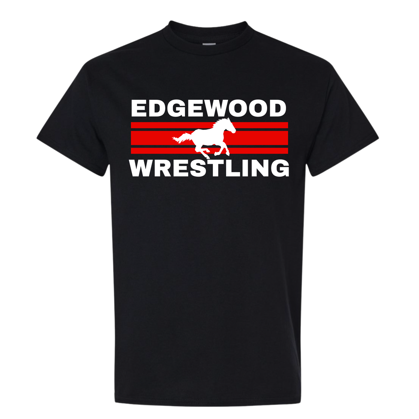 Edgewood Wrestling White Mustang Tee