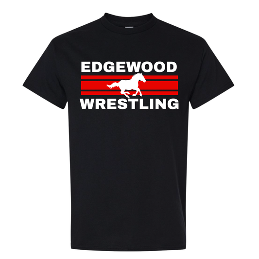 Edgewood Wrestling White Mustang Tee