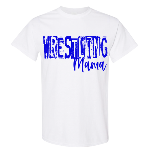 Distressed Wrestling Mama (Blue Ink) Tee
