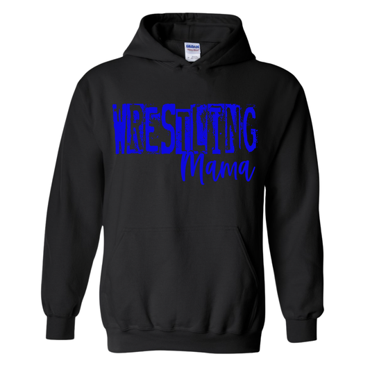 Distressed Wrestling Mama (Blue Ink) Hoodie