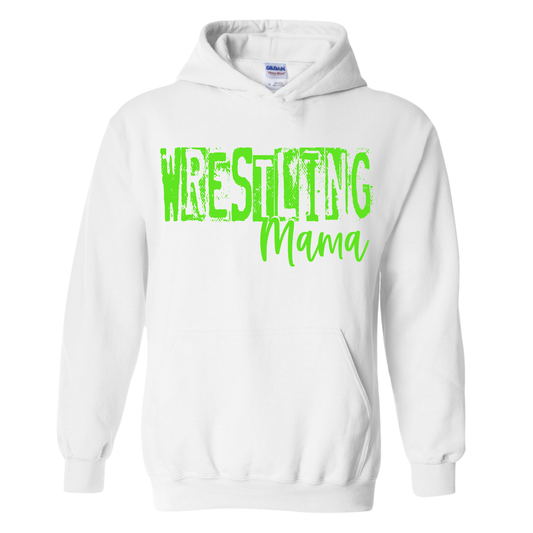 Distressed Wrestling Mama (Green Ink) Hoodie