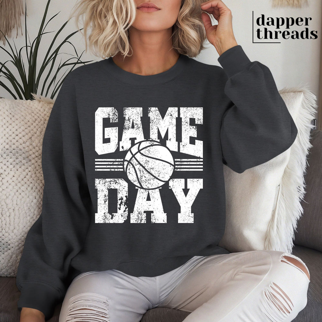 Basketball Game Day Varsity Grunge Sweatshirt