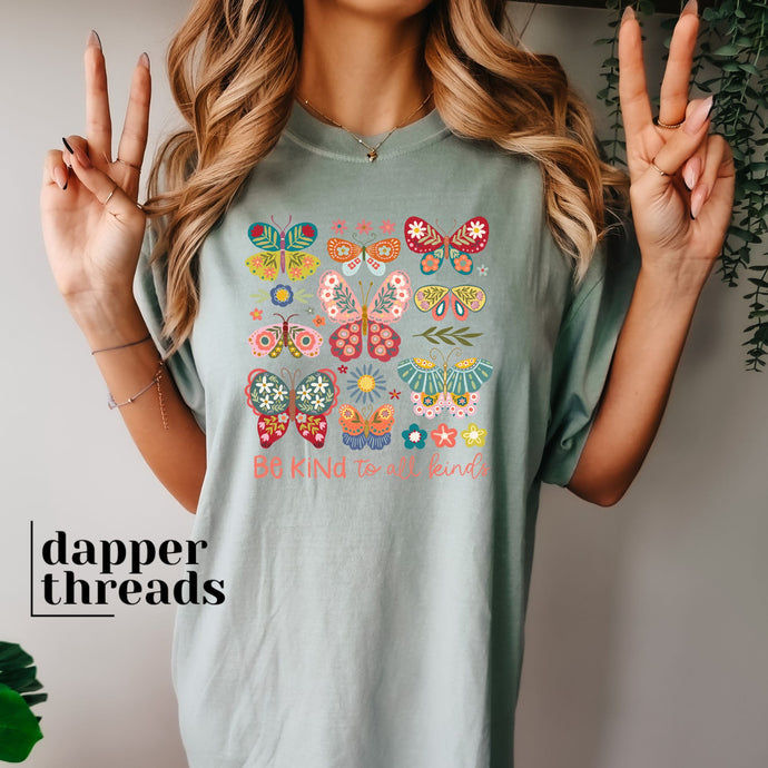 Be Kind to All Kinds Multi Butterflies Tee
