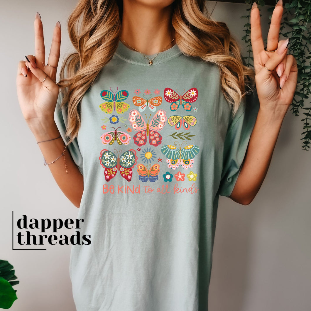 Be Kind to All Kinds Multi Butterflies Tee