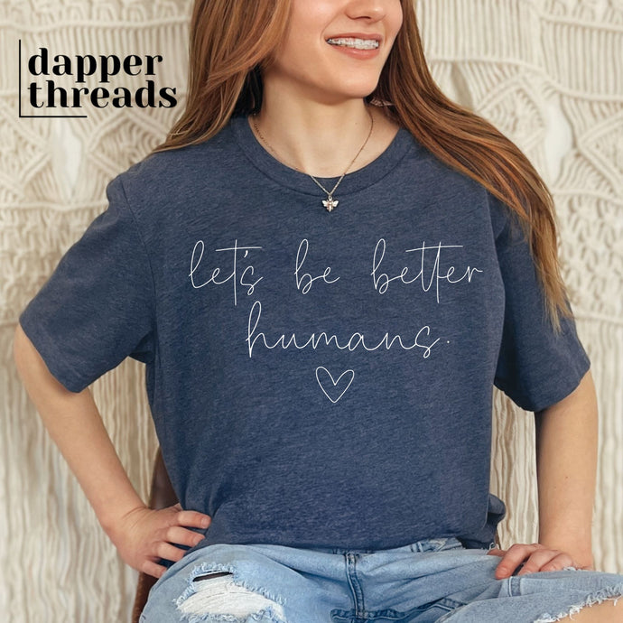 Better Humans Heart Script White Ink Tee
