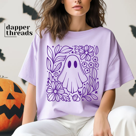 Boho Floral Ghost Foliage Tee