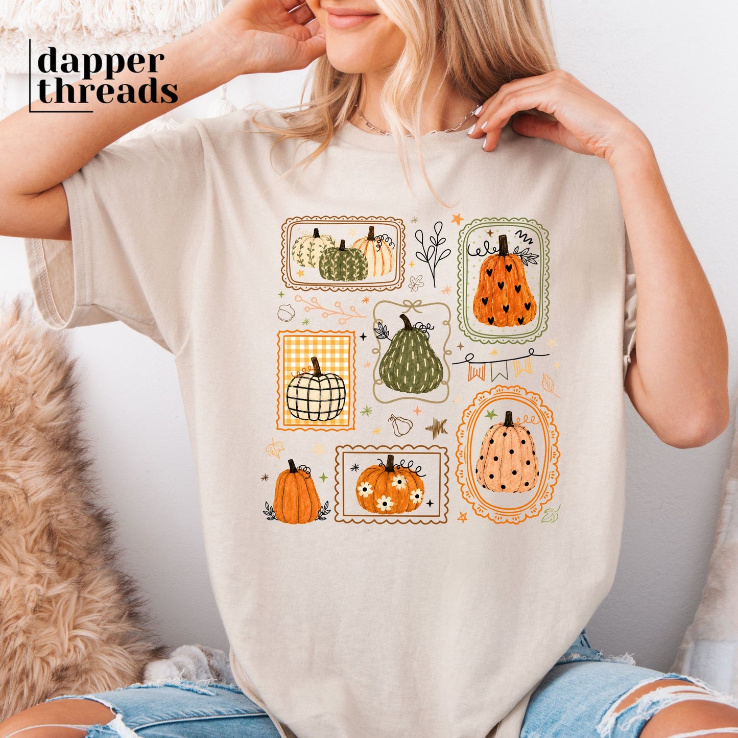 Boho Pumpkin Stamp Collage Tee