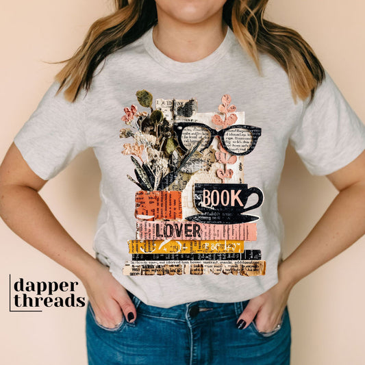 Book Lover Floral Collage Tee