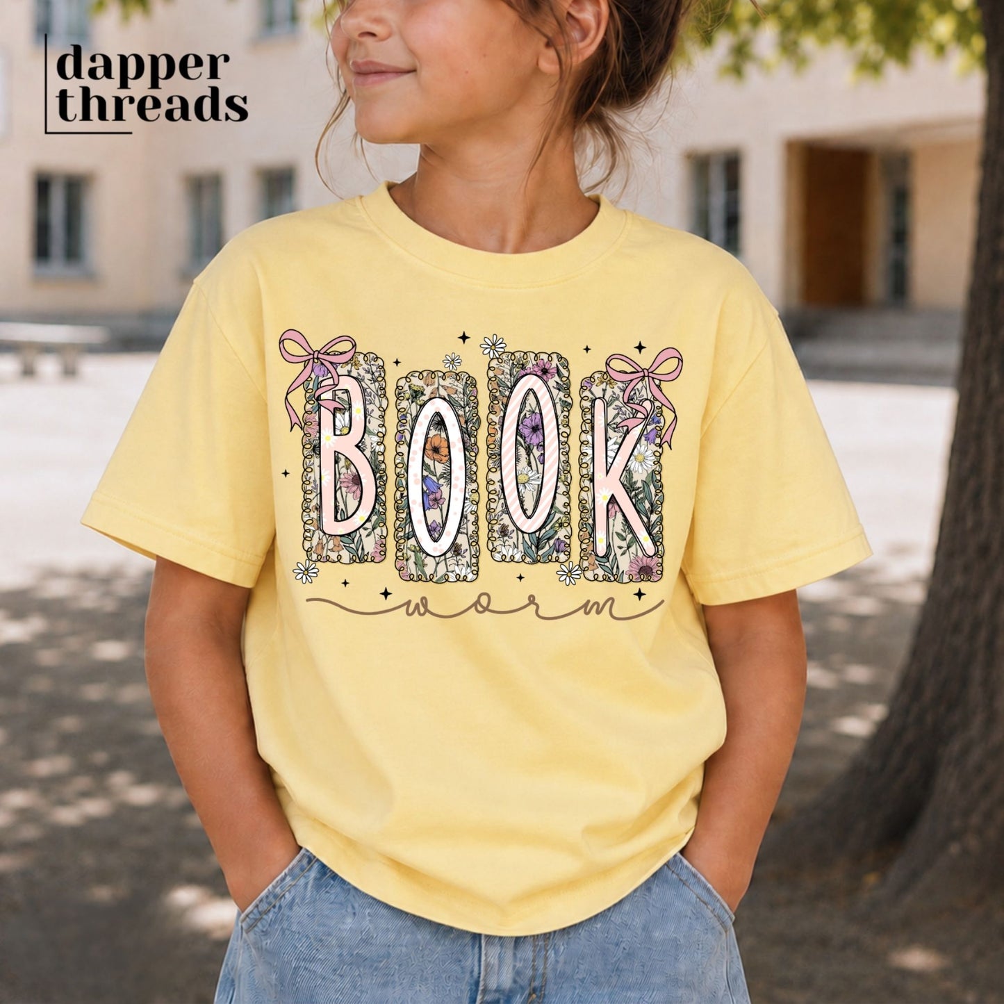 Book Worm Girly Florals Tee