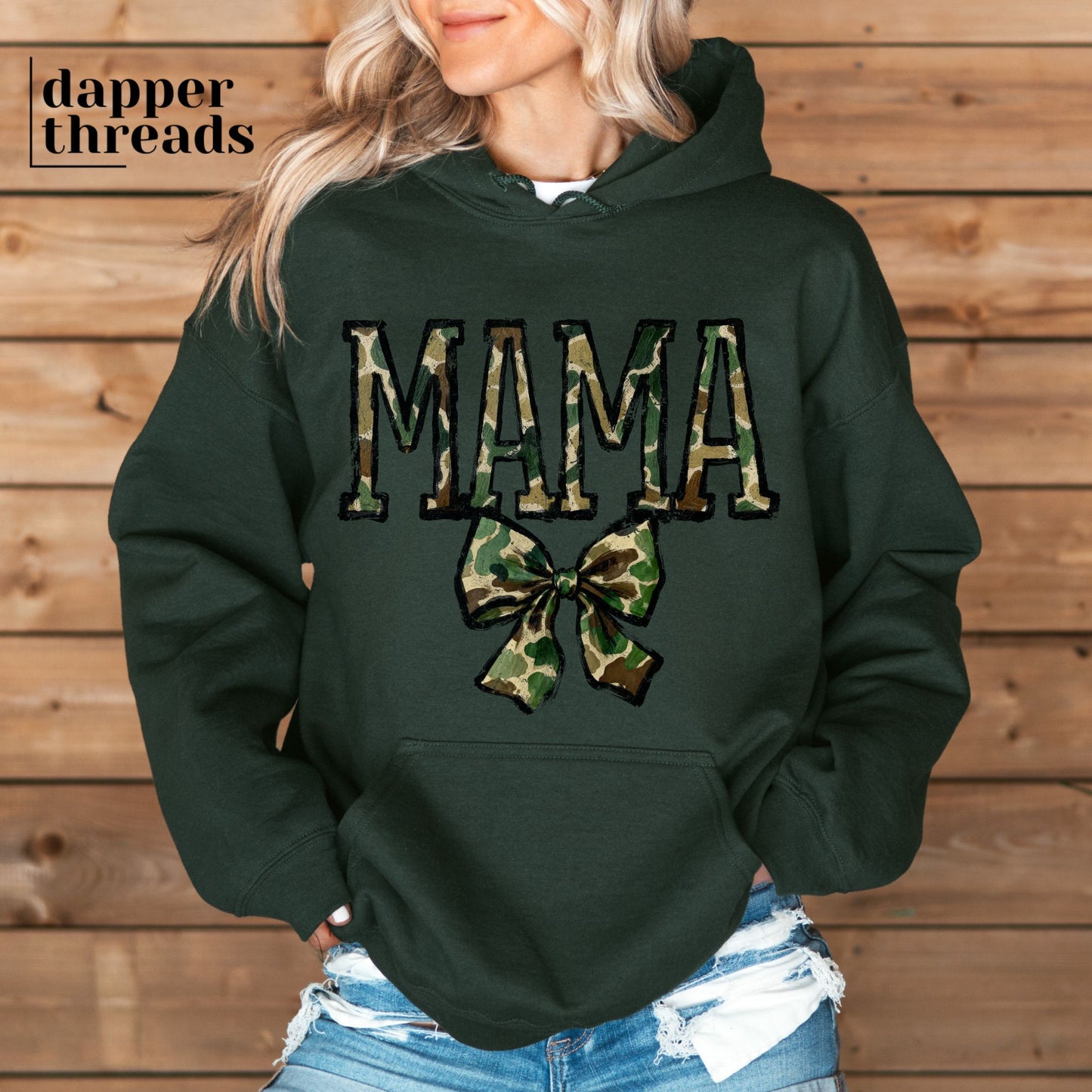 Brushstroke Camo Mama Bow Hoodie