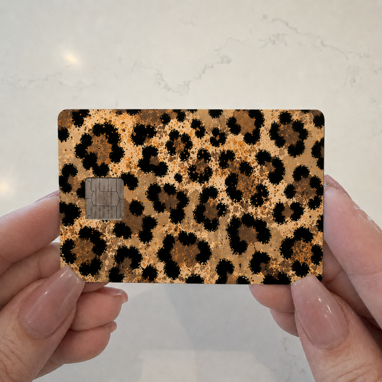 Faux Glitter Leopard Spots Credit Card Skin