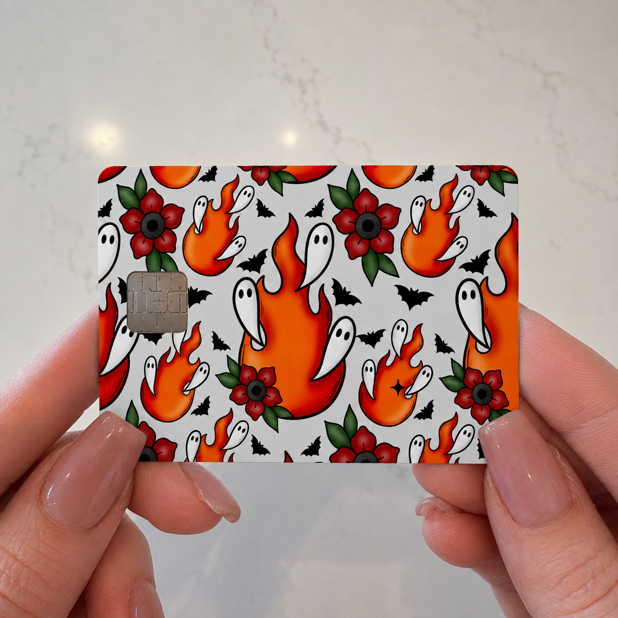 Vintage Ghosts Flowers Credit Card Skin - FREE SHIPPING