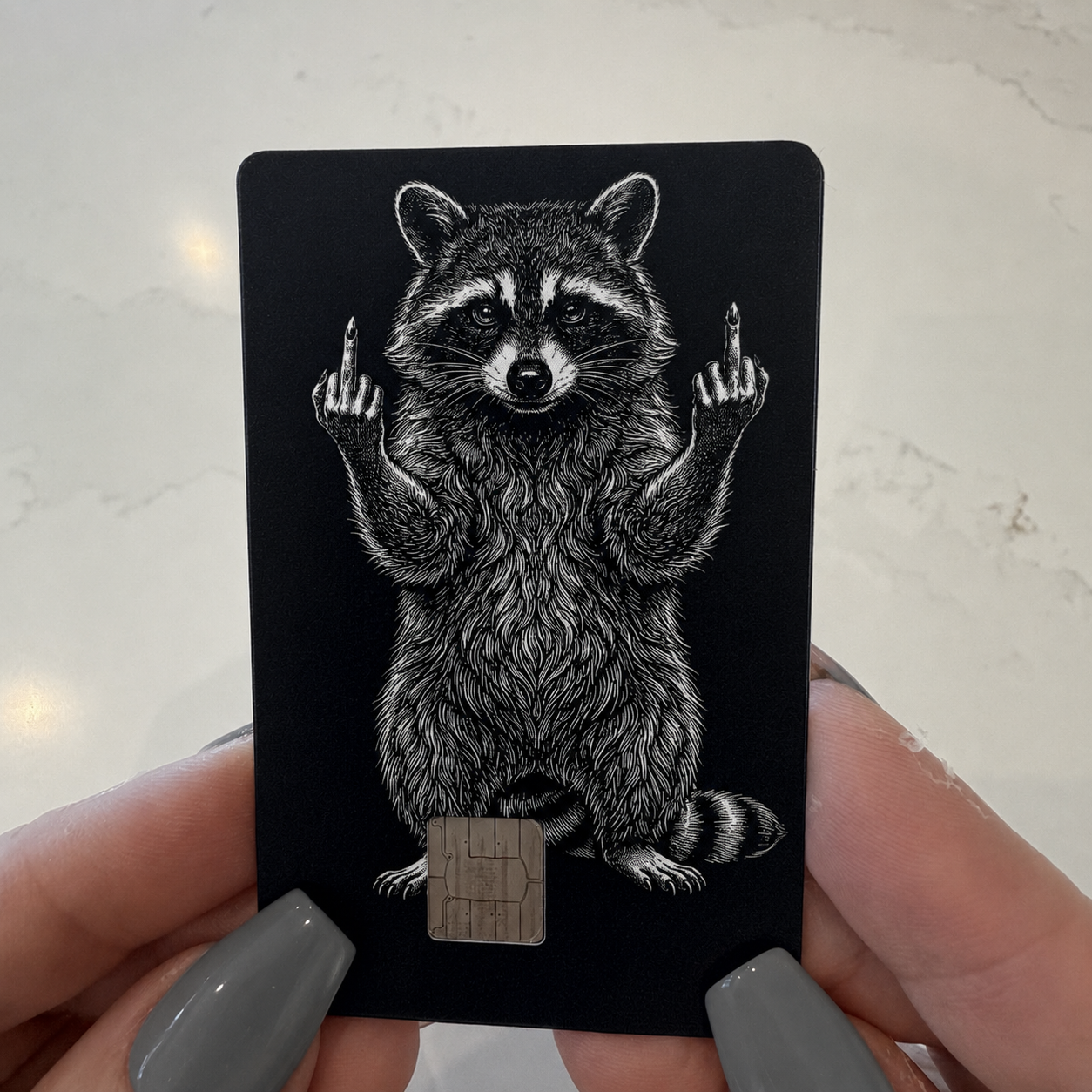 Raccoon Middle Finger Credit Card Skin - FREE SHIPPING