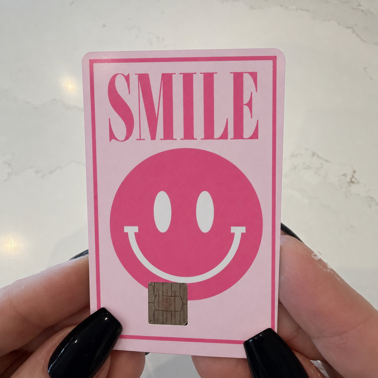 Pink Smiley Credit Card Skin - FREE SHIPPING
