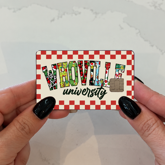 Who Ville University Red Checkered Credit Card Skin