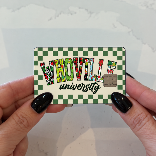 Who Ville University Green Checkered Credit Card Skin