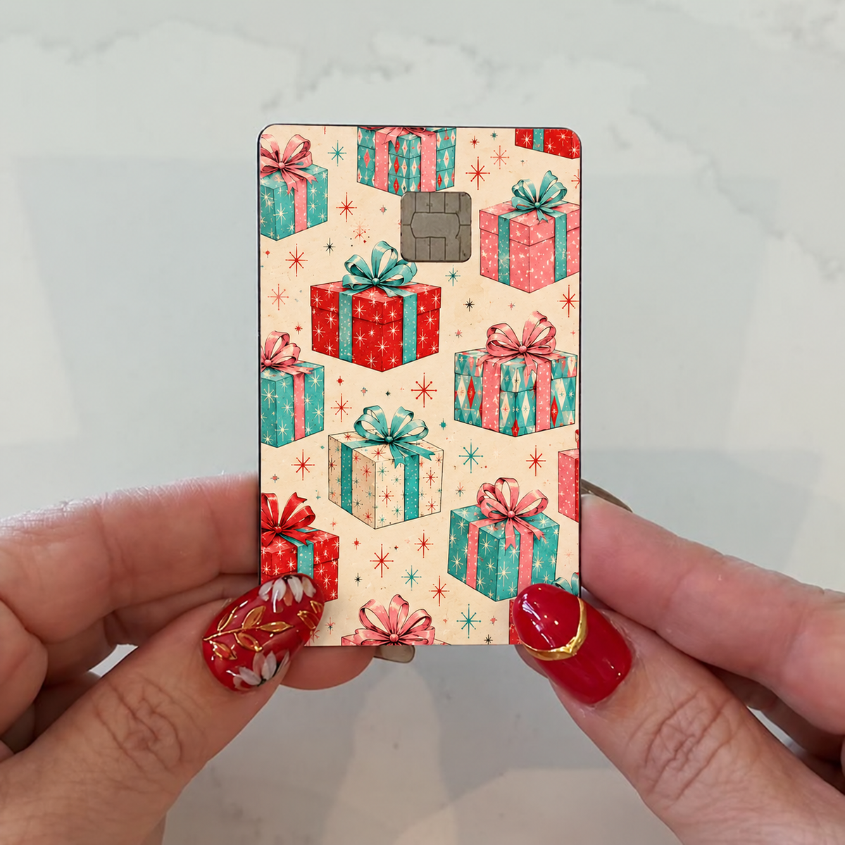 Vintage Christmas Presents Credit Card Skin